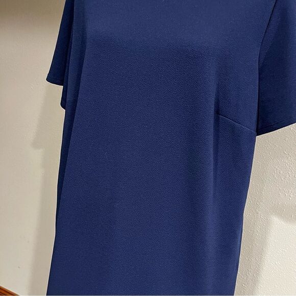 A-line plus size scoop neck short sleeve midi dress - Picture 3 of 11